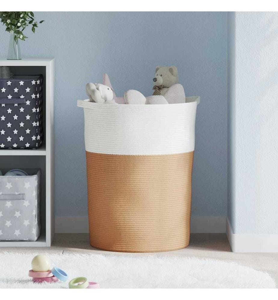 Panier de rangement marron et blanc Ø49x65 cm coton