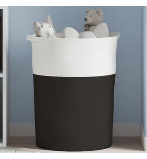 Panier de rangement noir et blanc Ø49x65 cm coton