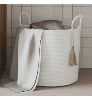 Panier de rangement blanc Ø40x35 cm coton