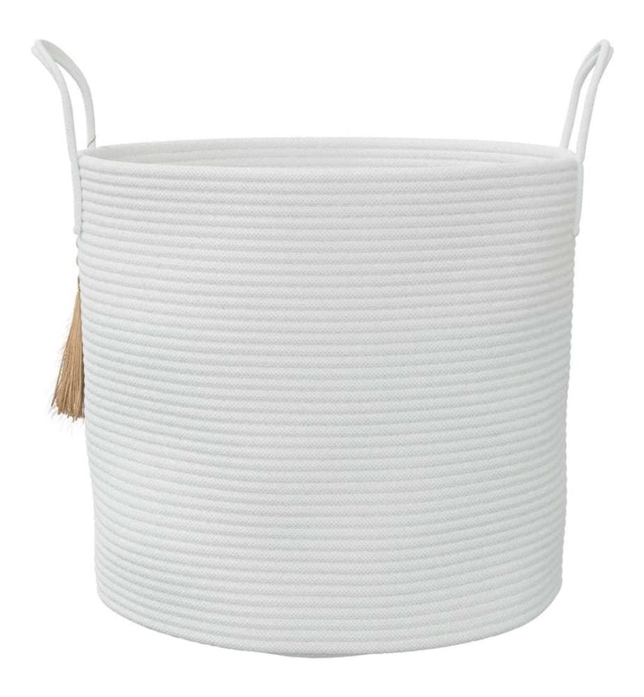 Aufbewahrungskorb Weiss Ø40x35 cm Baumwolle