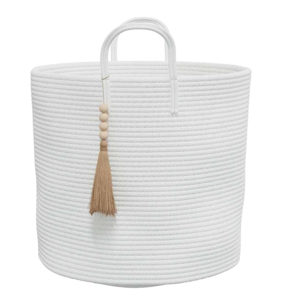 Aufbewahrungskorb Weiss Ø40x35 cm Baumwolle