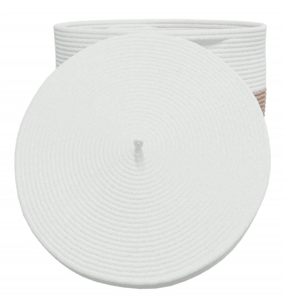 Panier de rangement et couvercle marron et blanc Ø40x35cm coton