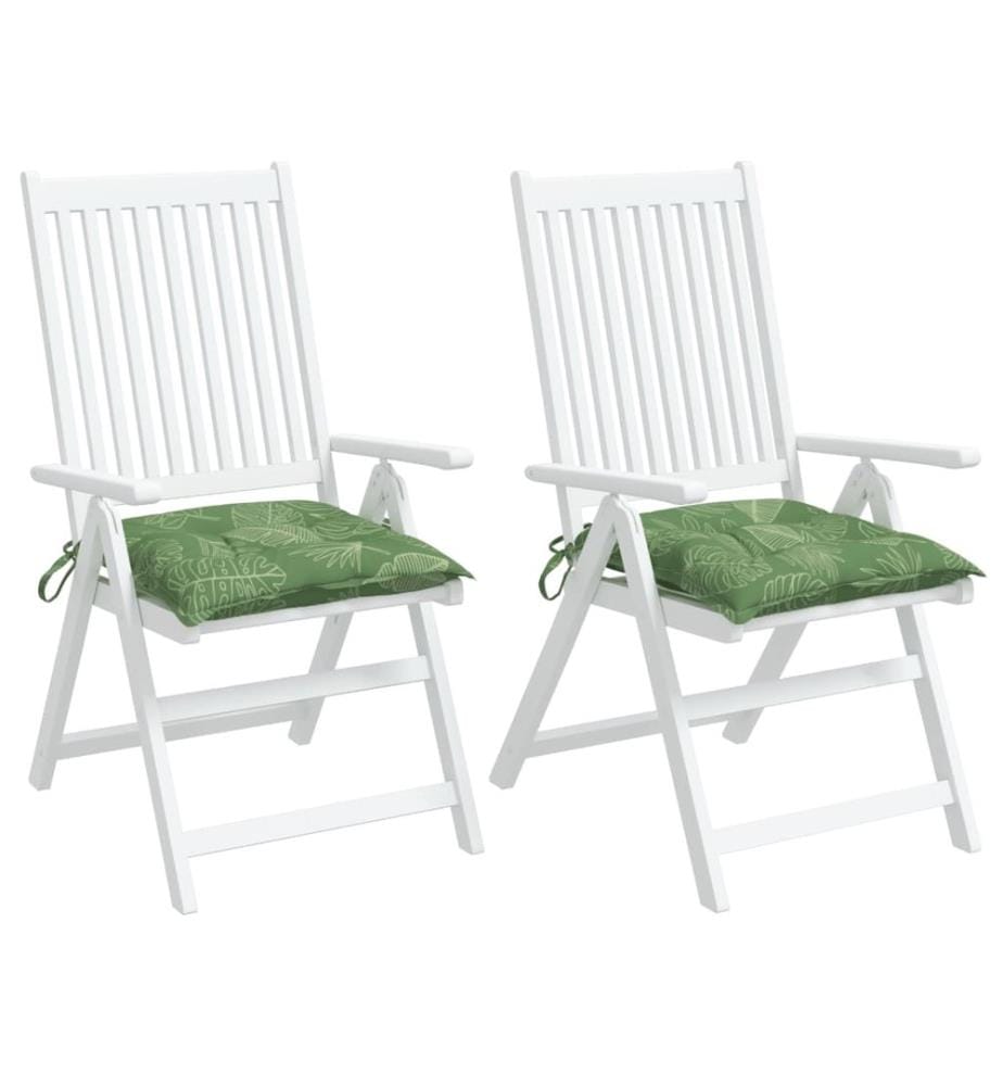 Coussins de chaise lot de 2 à motif de feuilles 40x40x7 cm