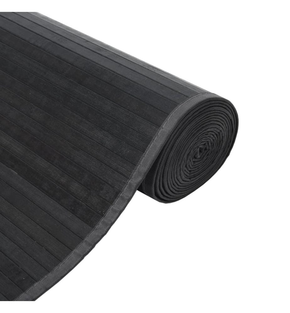 Tapis rectangulaire gris 100x300 cm bambou