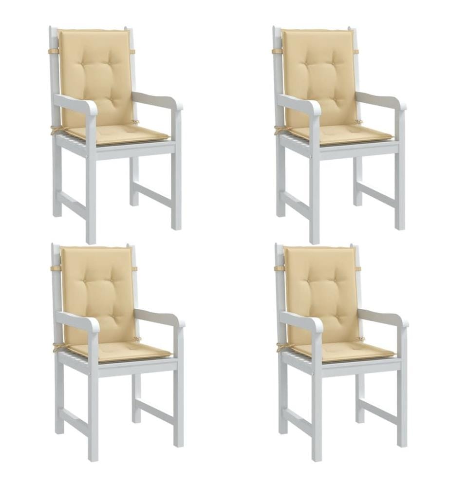 Coussins de chaise à dossier bas lot de 4 beige mélangé tissu