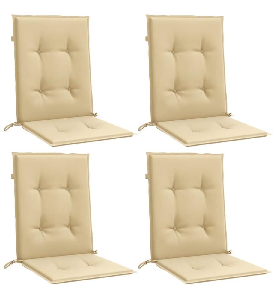 Coussins de chaise à dossier bas lot de 4 beige mélangé tissu