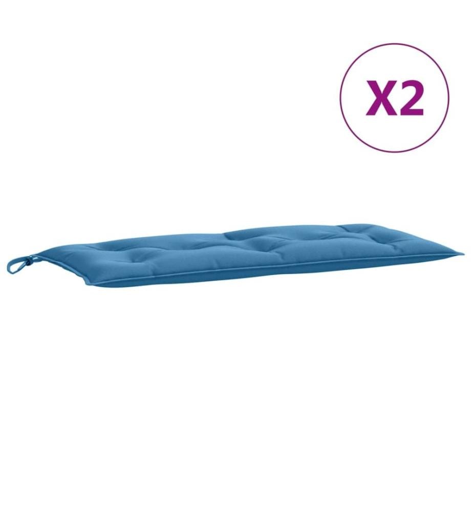 Coussins de banc de jardin lot de 2 bleu mélangé tissu