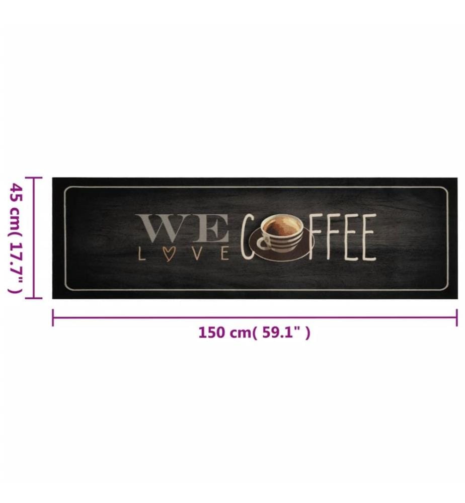 Küchenteppich Waschbar Kaffee 45x150 cm Samt