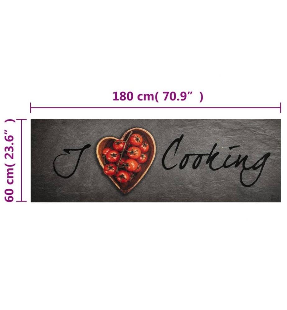 Tapis de cuisine lavable texte Cooking 60x180 cm velours