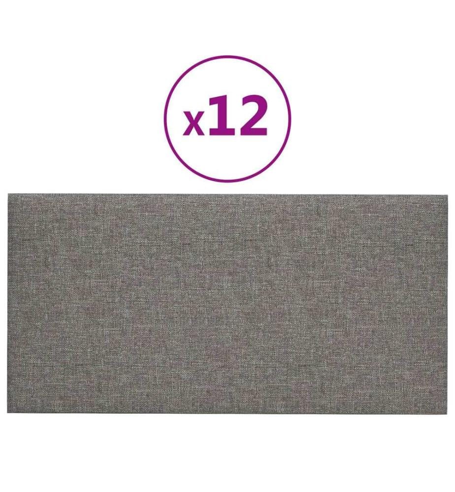 Wandkopfteilen 12 pcs Hellgrau 30 x 15 cm Stoff