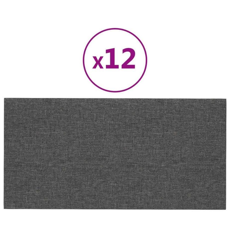 Wandkopfteilen 12 pcs Dunkelgrau 30 x 15 cm Stoff