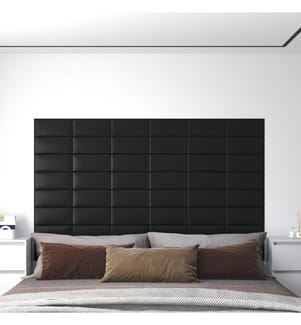 Wandkopfteilen 12 pcs Schwarz 30 x 15 cm Stoff