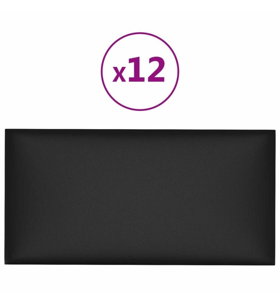 Wandkopfteilen 12 pcs Schwarz 30 x 15 cm Stoff