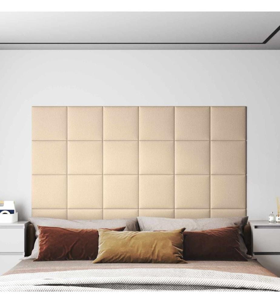Wandkopfteilen 12 pcs Creme 30 x 30 cm Stoff
