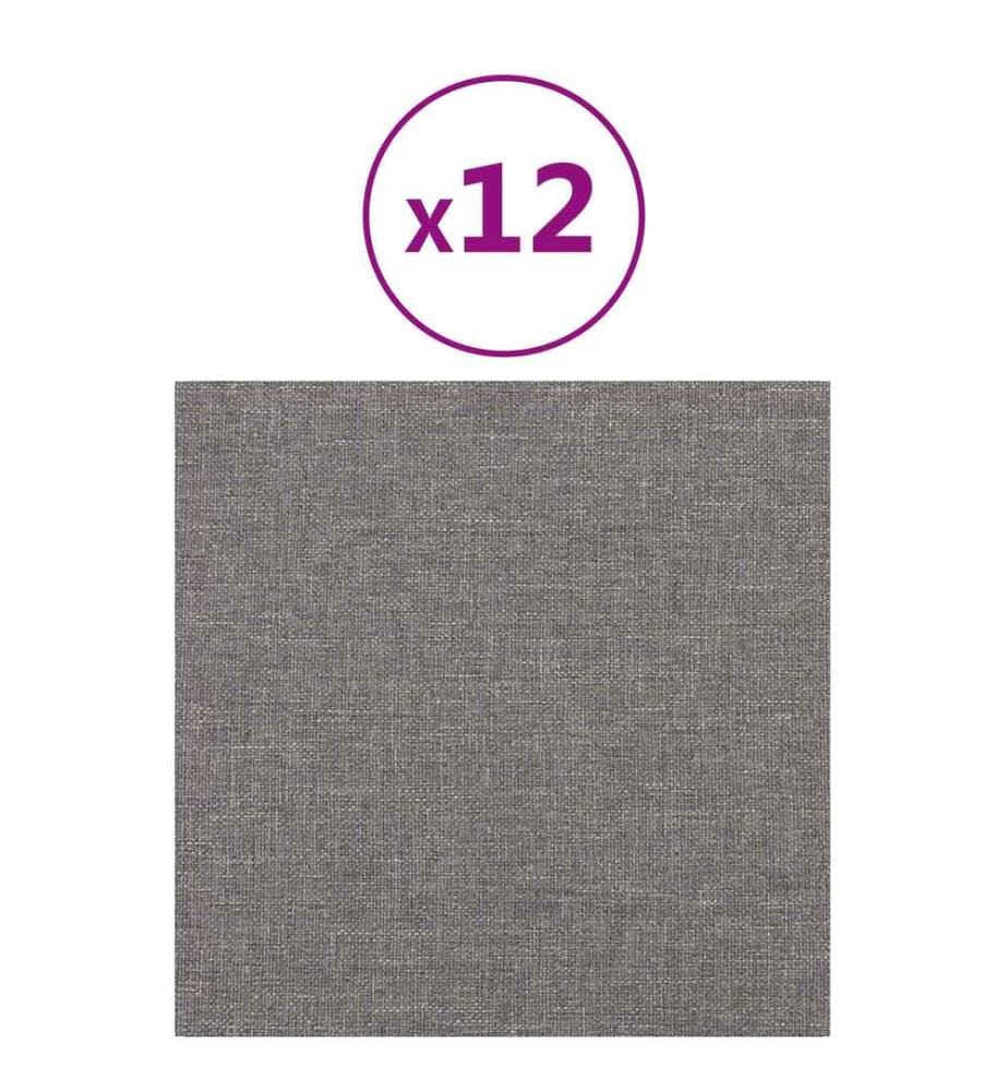 Wandkopfteilen 12 pcs Hellgrau 30 x 30 cm Stoff