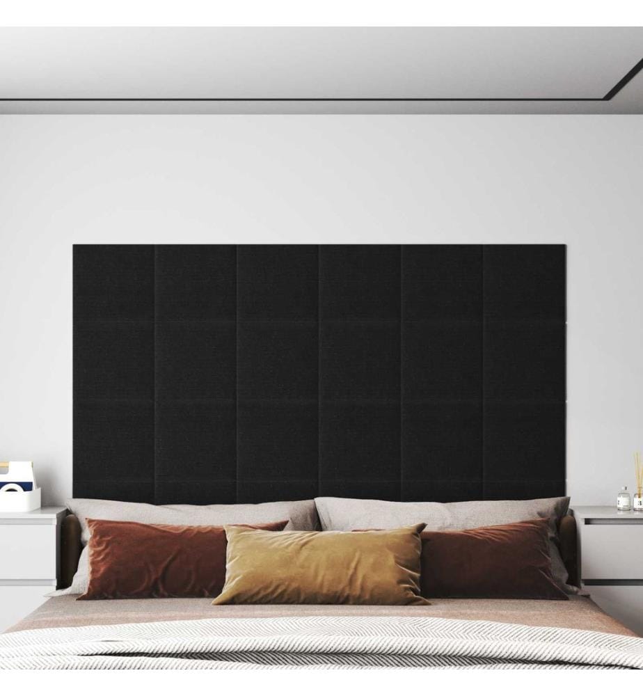 Wandkopfteilen 12 pcs Schwarz 30 x 30 cm Stoff