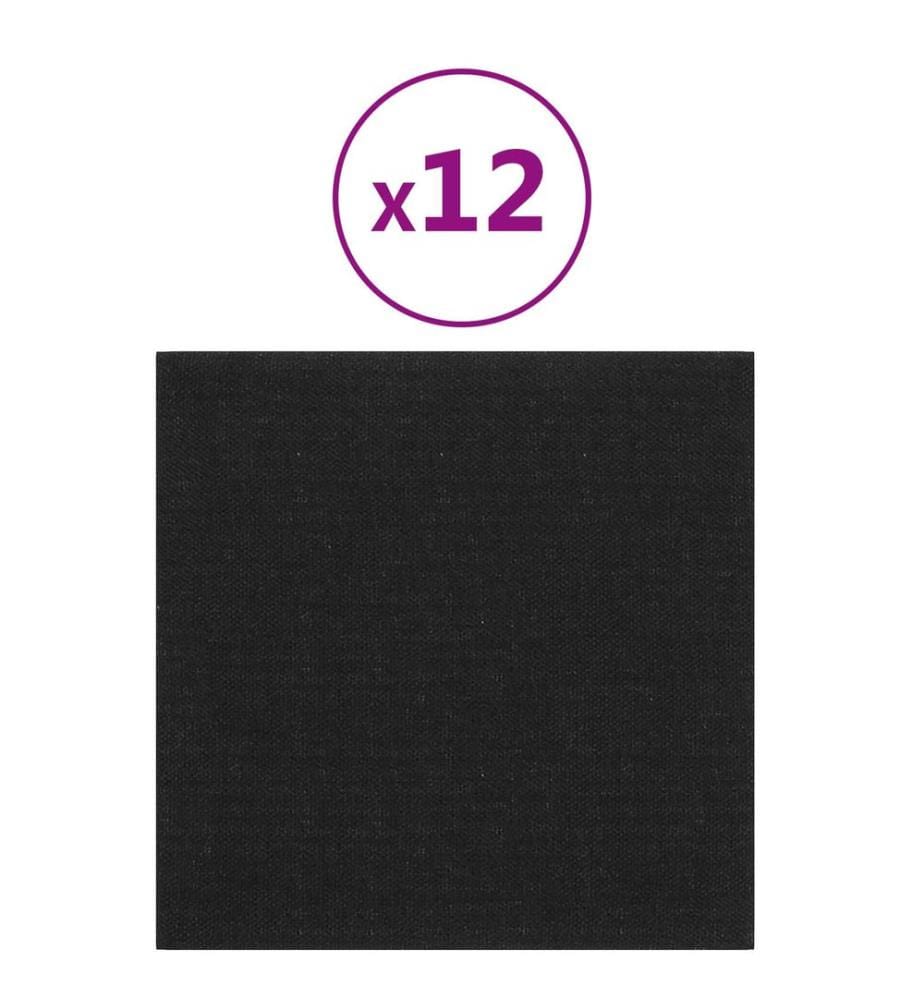 Wandkopfteilen 12 pcs Schwarz 30 x 30 cm Stoff