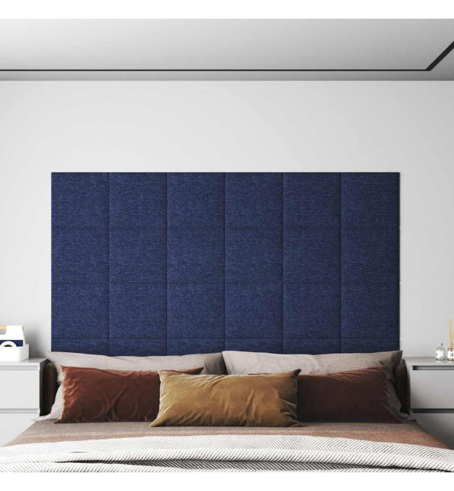 Wandkopfteilen 12 pcs Blau 30 x 30 cm Stoff