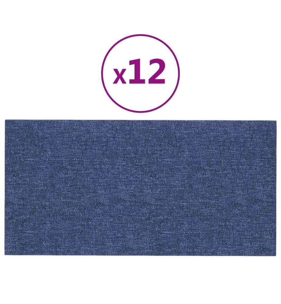 Tête de lit murale 12 pcs Bleu 60 x 30 cm tissu