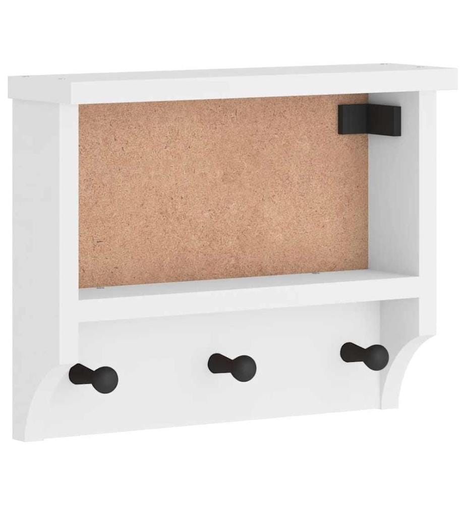 Wandgarderobe SANDNES Weiss 45x12x35 cm Massivholz Kiefer