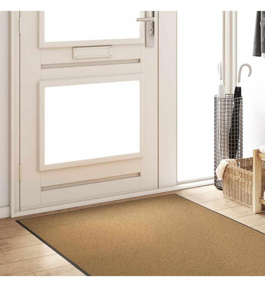 Tapis d'entrée Crème et noir 120 x 300 cm Polyamide et PVC