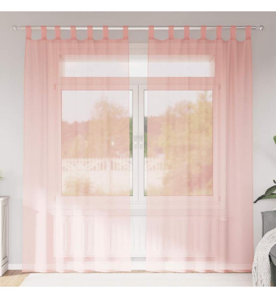 Rideaux en voile avec passe-tringles 2 pcs rose