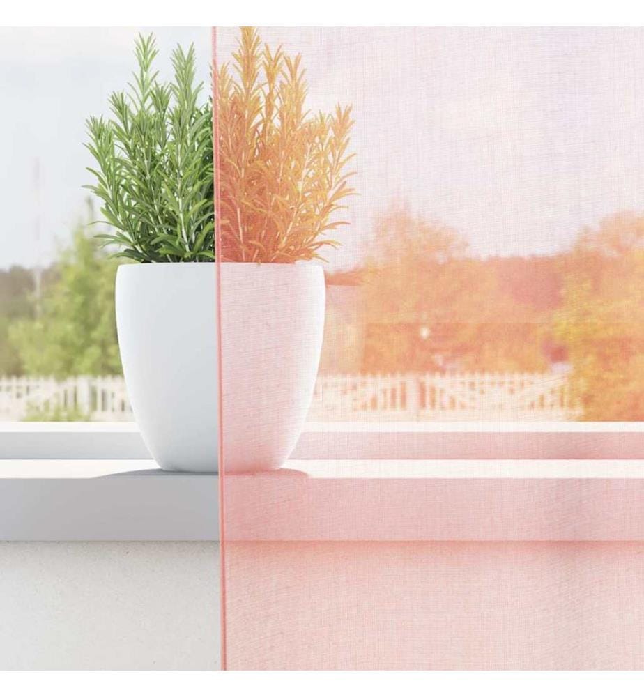 Rideaux en voile avec passe-tringles 2 pcs rose