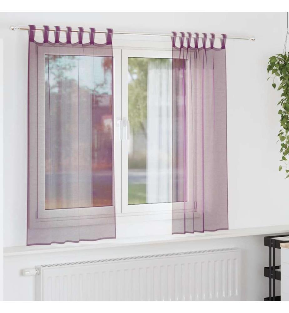 Voile Vorhänge mit Schlaufen 2 Stk. Lila 140x140 cm