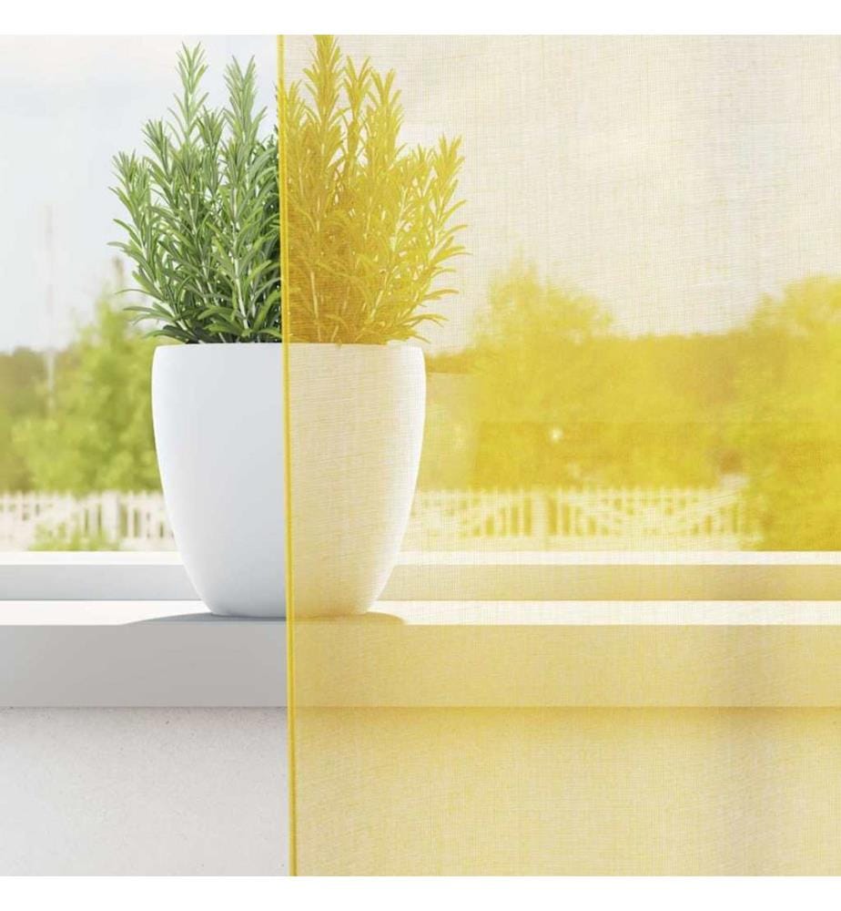 Voile Vorhänge mit Schlaufen 2 Stk. Gelb 140x175 cm