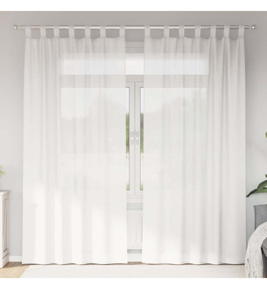 Voile Vorhänge mit Schlaufen 2 Stk. Weiss 140x225 cm