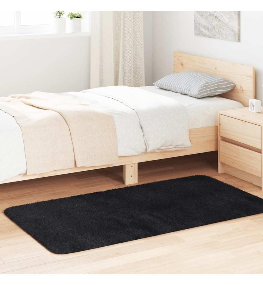 Teppich Shaggy Hochflor NAVARRA Schwarz 80x150 cm Polyester