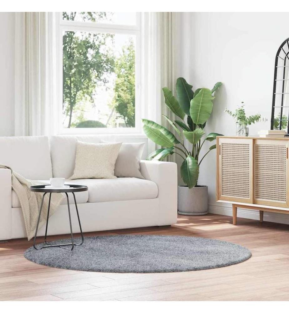 Teppich Shaggy Hochflor NAVARRA Hellgrau 160x160 cm Polyester