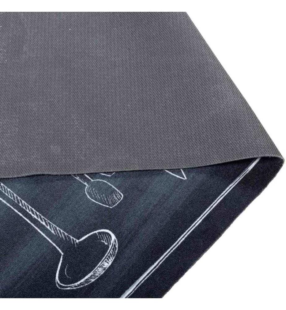 Tapis de Cuisine Noir 180 x 60 cm Velours
