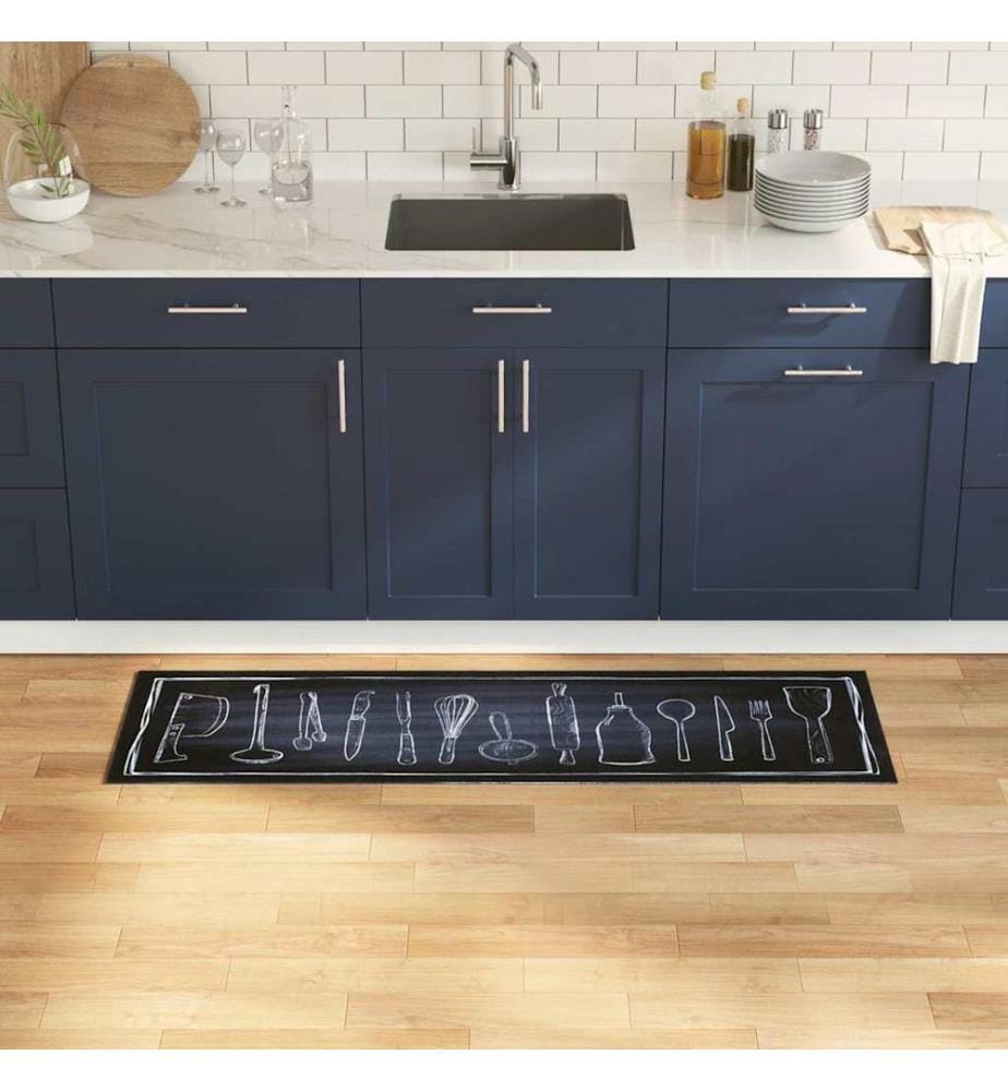 Tapis de Cuisine Noir 150 x 45 cm Velours