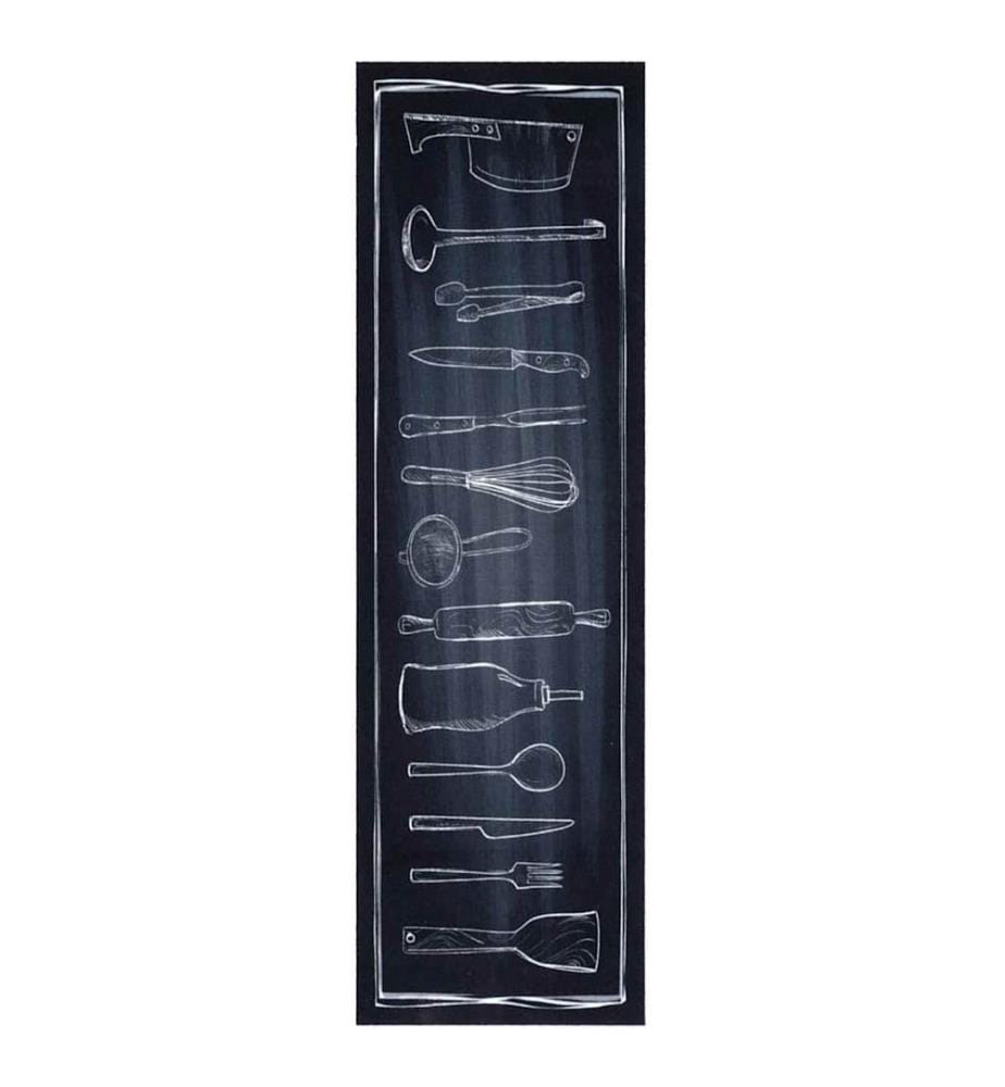 Tapis de Cuisine Noir 150 x 45 cm Velours