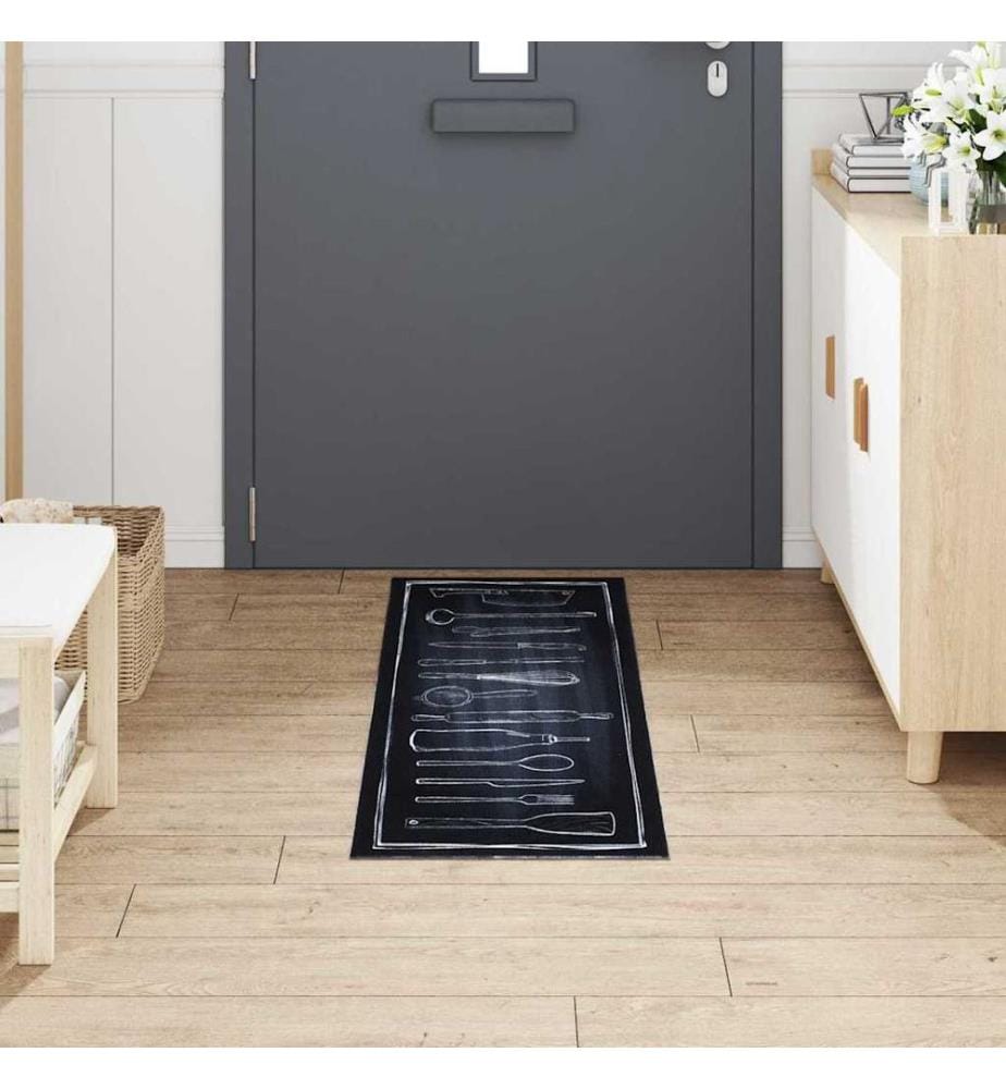 Tapis de Cuisine Noir 150 x 45 cm Velours
