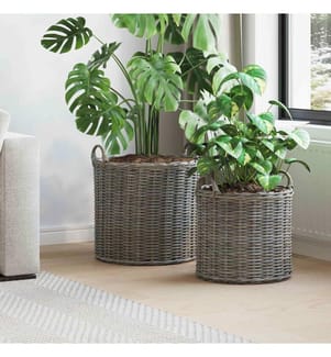Panier à Plantes avec stockage 2 pcs Gris Rotin Lacak