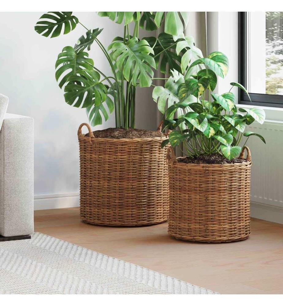 Blumentopf Körbchen mit Speicher 2 pcs Braun Lacak Rattan