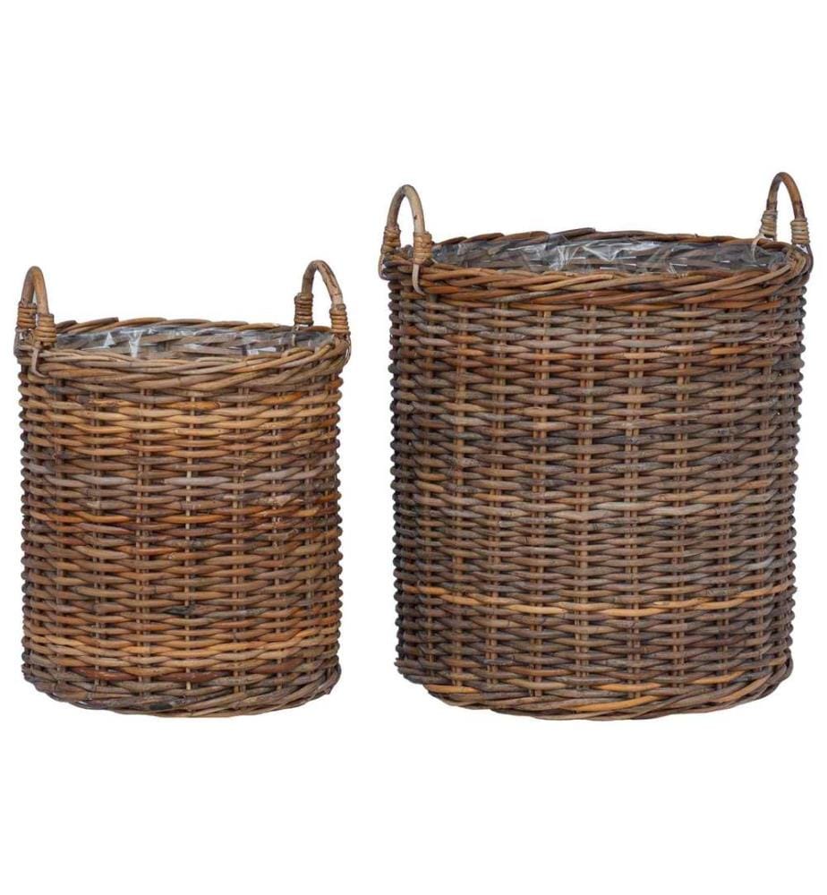 Blumentopf Körbchen mit Speicher 2 pcs Braun Lacak Rattan