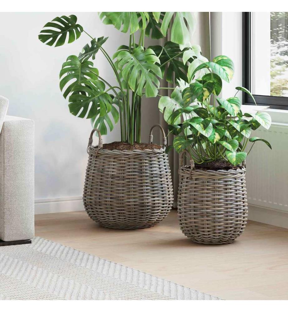 Blumentopf Körbchen mit Speicher 2 pcs Grau Lacak Rattan