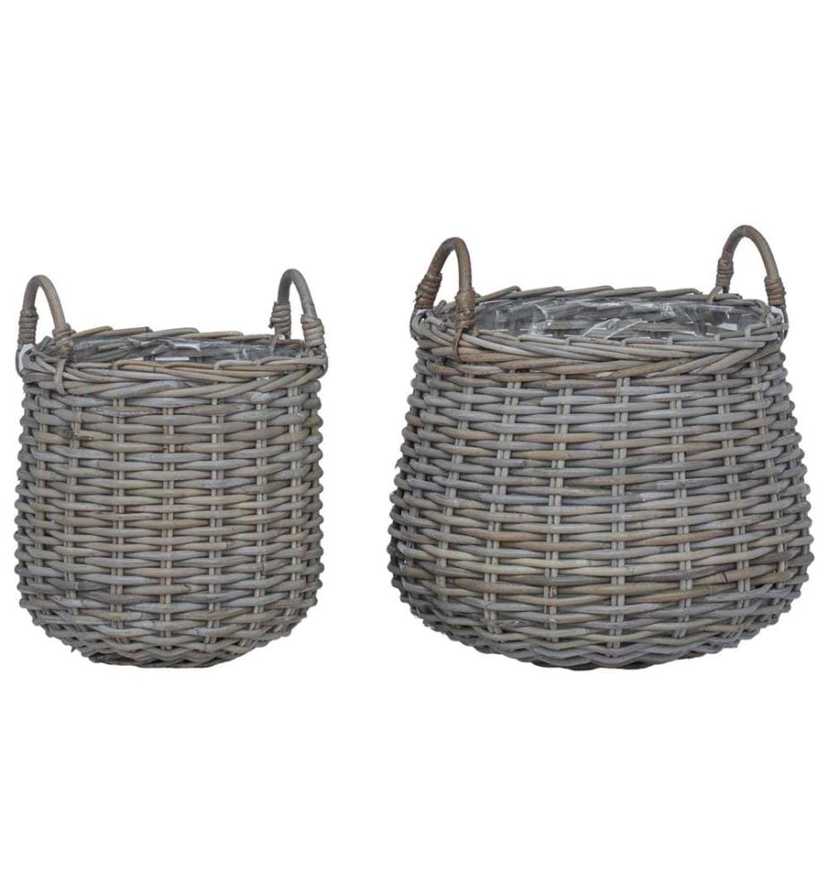 Blumentopf Körbchen mit Speicher 2 pcs Grau Lacak Rattan