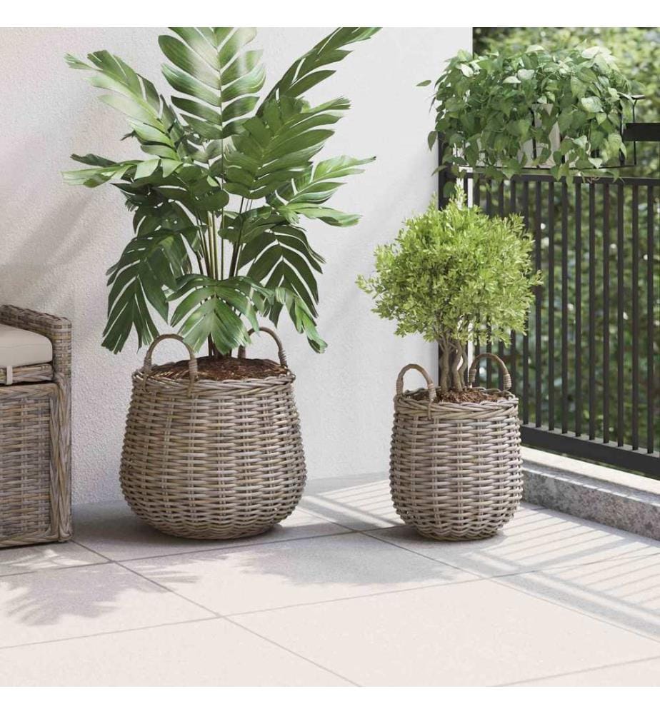 Blumentopf Körbchen mit Speicher 2 pcs Grau Lacak Rattan