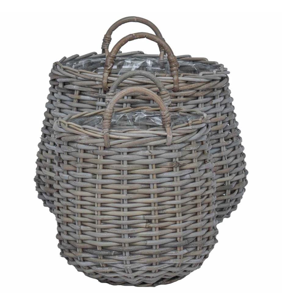 Blumentopf Körbchen mit Speicher 2 pcs Grau Lacak Rattan