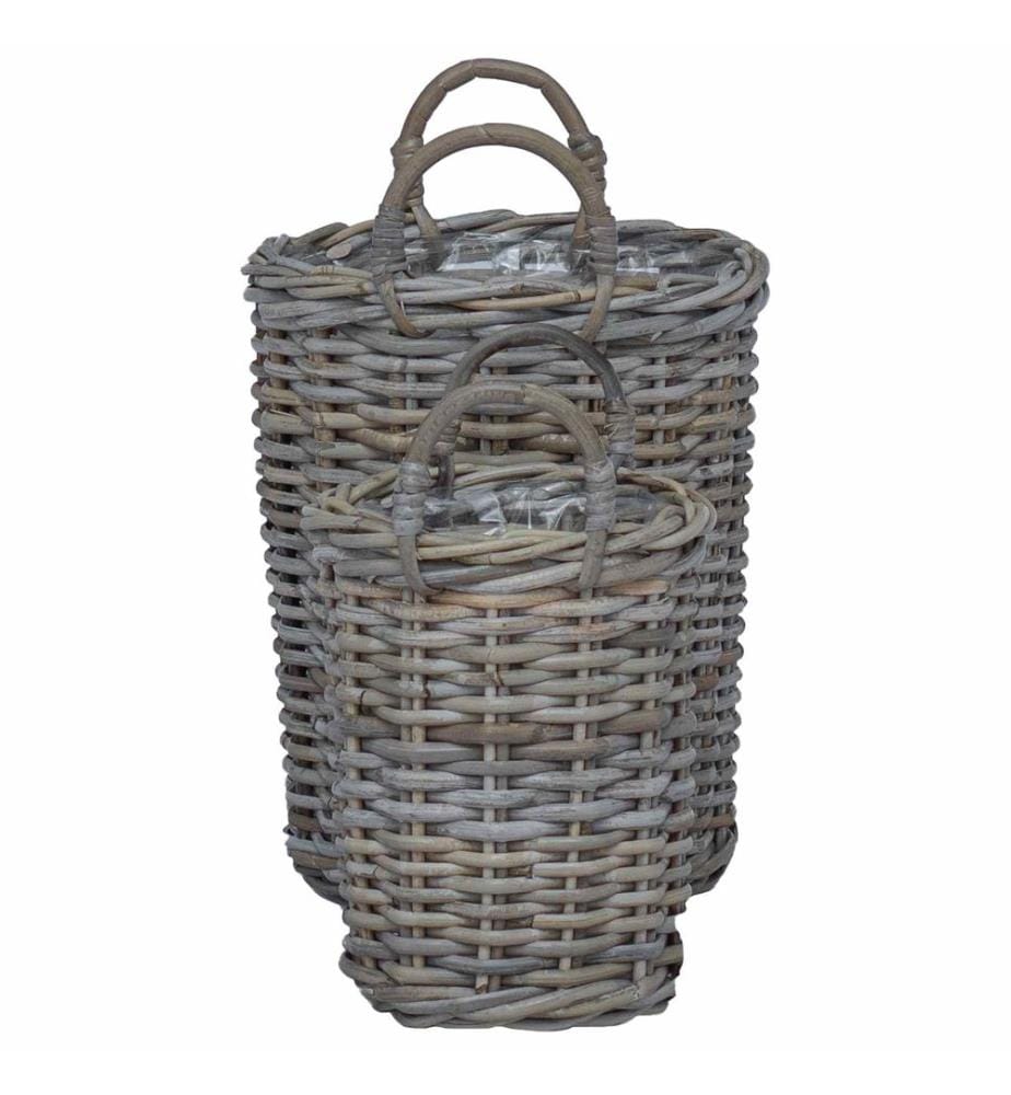Panier de Plante avec stockage 2 pcs Gris Rattan Kubu