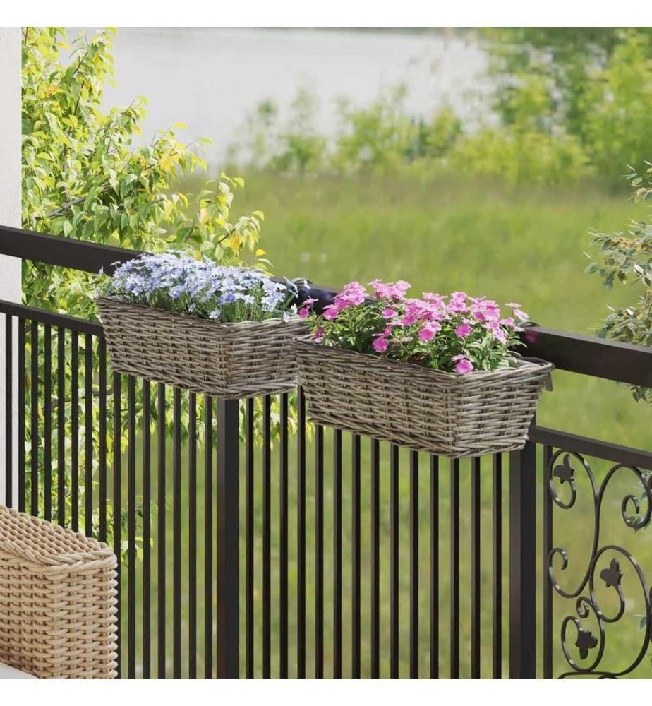 Panier à jardinière suspendu 2 pcs Gris 48 x 22 x 15 cm