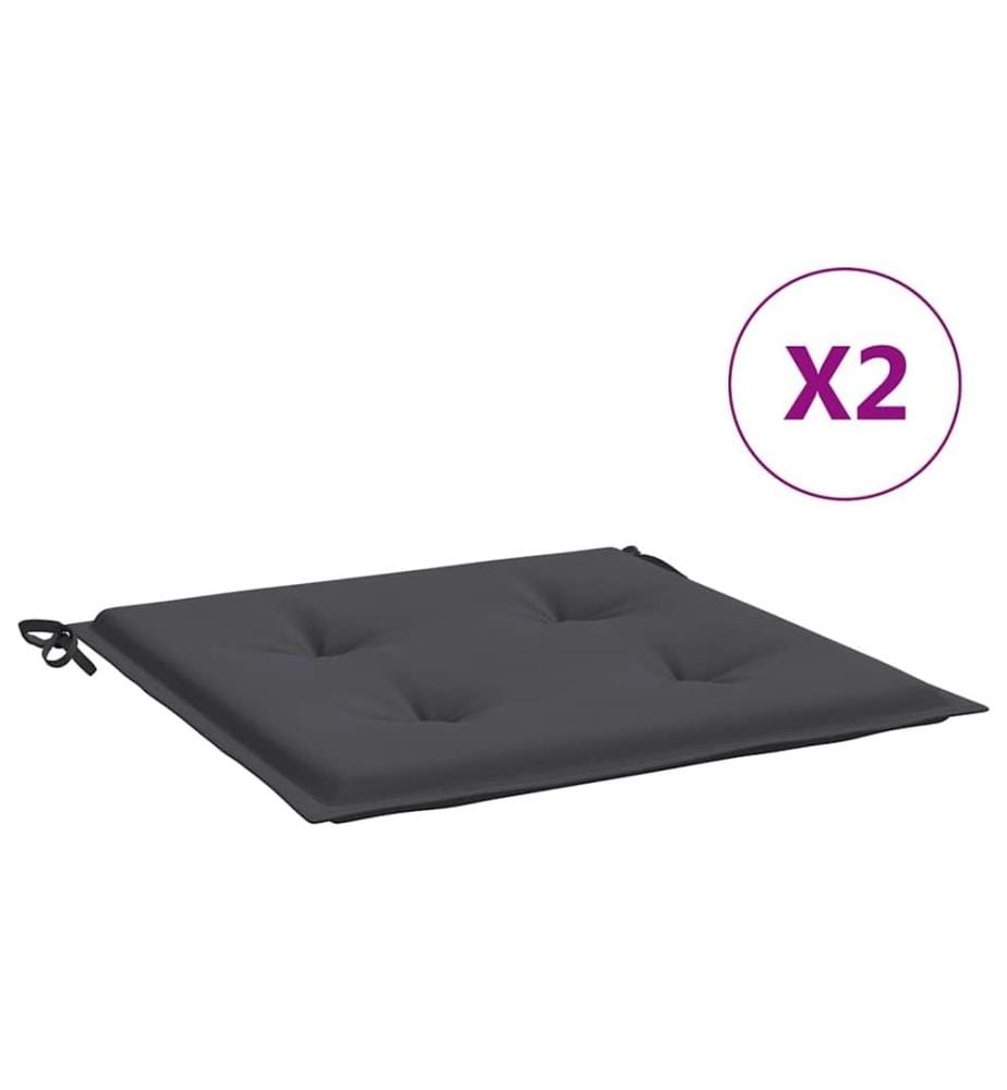 Coussins de chaise de jardin lot de 2 anthracite 50x50x4 cm