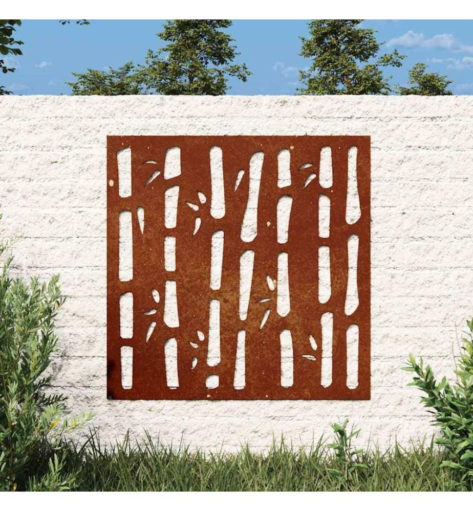Garten-Wanddeko 55x55 cm Cortenstahl Bambus-Design