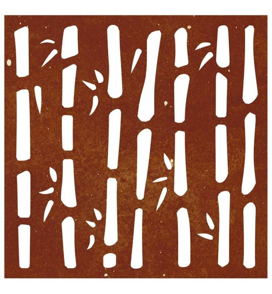 Garten-Wanddeko 55x55 cm Cortenstahl Bambus-Design