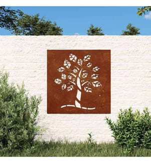 Décoration murale jardin 55x55 cm acier corten design d'arbre