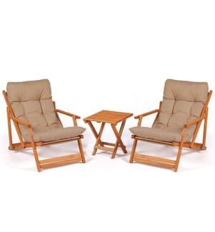 Gartentisch & Stühle Set (3 Stück) - Braun Natur